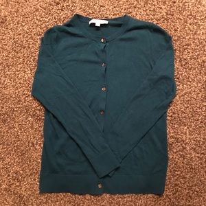 2/$20 LOFT | Teal Classic Cardigan Size M